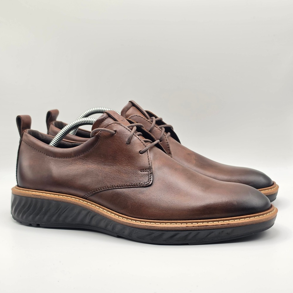 ECCO ST.1 Hybrid Leather Derby Mens 9-9.5 Brown Burnished Toe Shoes NWOB